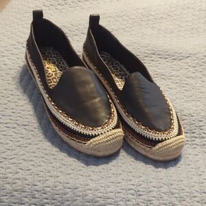 Chico's Espadrille Loafers in Black and Brown sz 8.5